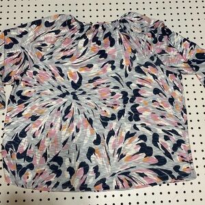 Tribal Women's Long Sleeve Top - Pink, Orange, and Black Swirl